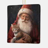 Abyssinische Kat met Sinterklaas Feestelijke Kerst Keramisch Ornament (Links)