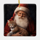 Abyssinische Kat met Sinterklaas Feestelijke Kerst Keramisch Ornament (Voorkant)