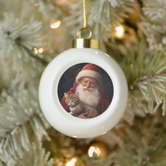 Abyssinische Kat met Sinterklaas Feestelijke Kerst Keramische Bal Ornament (Boom)