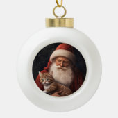 Abyssinische Kat met Sinterklaas Feestelijke Kerst Keramische Bal Ornament (Voorkant)