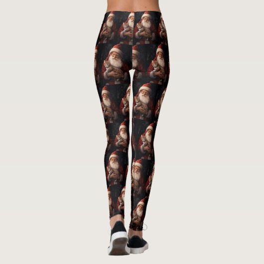 Abyssinische Kat met Sinterklaas Feestelijke Kerst Leggings (Achterkant)