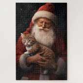 Abyssinische Kat met Sinterklaas Feestelijke Kerst Legpuzzel (Verticaal)