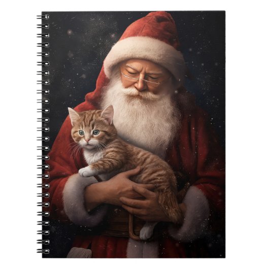 Abyssinische Kat met Sinterklaas Feestelijke Kerst Notitieboek (Voorkant)