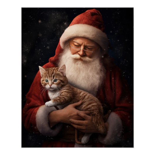 Abyssinische Kat met Sinterklaas Feestelijke Kerst Perfect Poster (Voorkant)