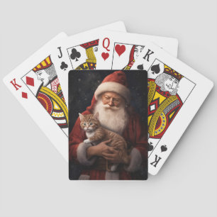 Abyssinische Kat met Sinterklaas Feestelijke Kerst Pokerkaarten
