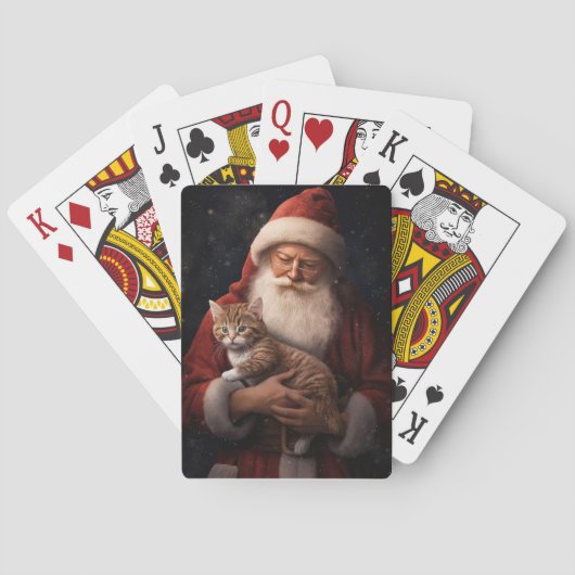 Abyssinische Kat met Sinterklaas Feestelijke Kerst Pokerkaarten (Achterkant)
