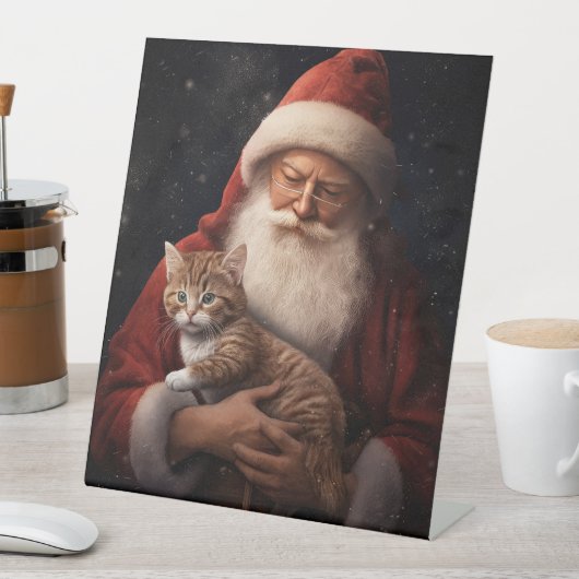 Abyssinische Kat met Sinterklaas Feestelijke Kerst Reclamebord Met Voetstuk (Insitu)