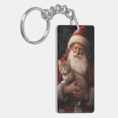 Abyssinische Kat met Sinterklaas Feestelijke Kerst Sleutelhanger (Voorkant Links)