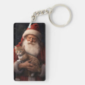 Abyssinische Kat met Sinterklaas Feestelijke Kerst Sleutelhanger (achterkant)