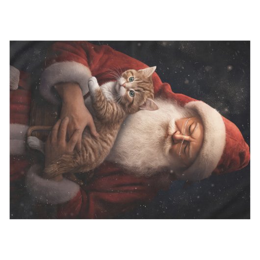 Abyssinische Kat met Sinterklaas Feestelijke Kerst Tafelkleed (Voorkant (Horizontaal))