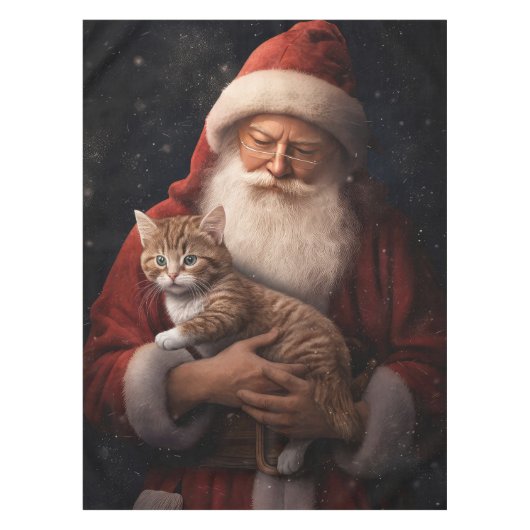 Abyssinische Kat met Sinterklaas Feestelijke Kerst Tafelkleed (Voorkant)