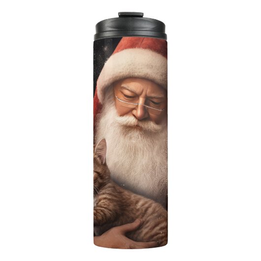 Abyssinische Kat met Sinterklaas Feestelijke Kerst Thermosbeker (Voorkant)