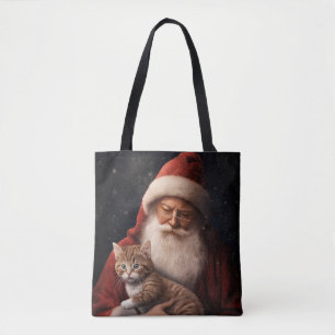 Abyssinische Kat met Sinterklaas Feestelijke Kerst Tote Bag