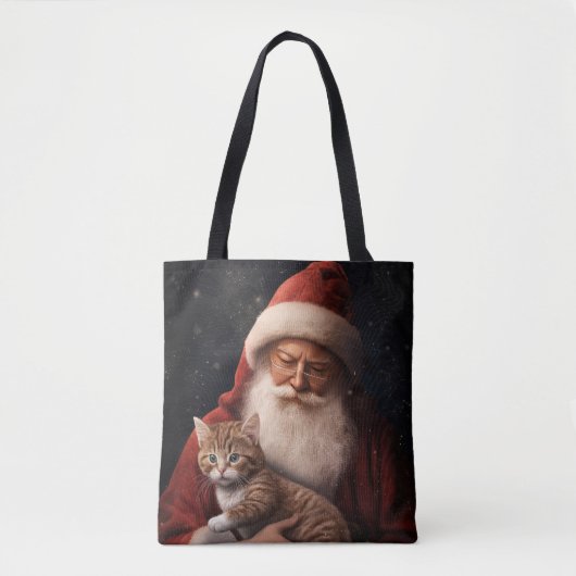 Abyssinische Kat met Sinterklaas Feestelijke Kerst Tote Bag (Voorkant)