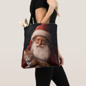 Abyssinische Kat met Sinterklaas Feestelijke Kerst Tote Bag (Dichtbij)