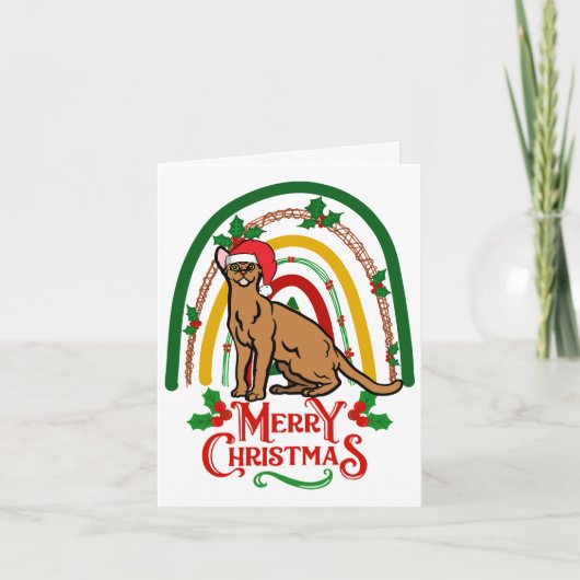 Abyssinische kat Vrolijk Kerstfeest Kaart (Voorkant)