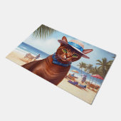 Abyssische kat op strand, zomercadeau voor kattenl deurmat (Schuin)