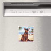 Abyssische kat op strand, zomercadeau voor kattenl magneet (Insitu (Vaatwasser))