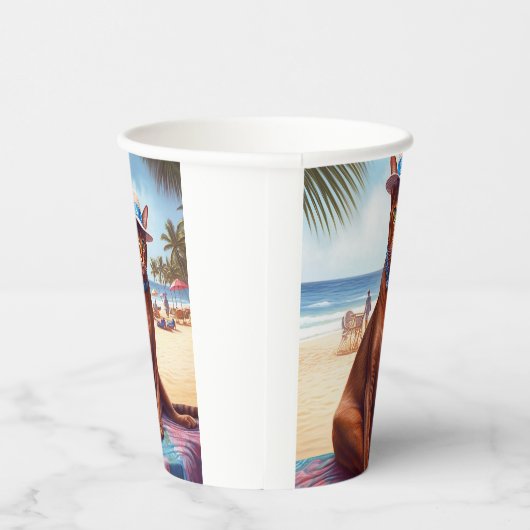 Abyssische kat op strand, zomercadeau voor kattenl papieren bekers (Rechts)