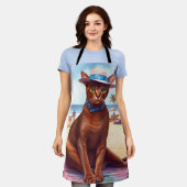 Abyssische kat op strand, zomercadeau voor kattenl schort (Gedragen)