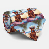 Abyssische kat op strand, zomercadeau voor kattenl stropdas (Opgerold)