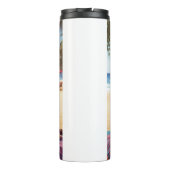 Abyssische kat op strand, zomercadeau voor kattenl thermosbeker (Achterkant)