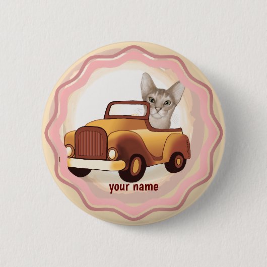 Abyssische kat-rijdende auto ronde button 5,7 cm (Voorkant)