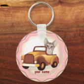 Abyssische kat-rijdende auto sleutelhanger (Voorkant)