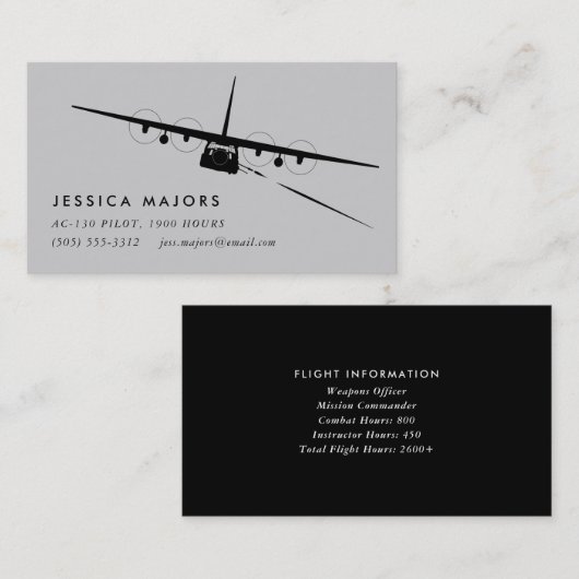 AC-130 Pilot and Crew Visitekaartje (Voorkant / Achterkant)