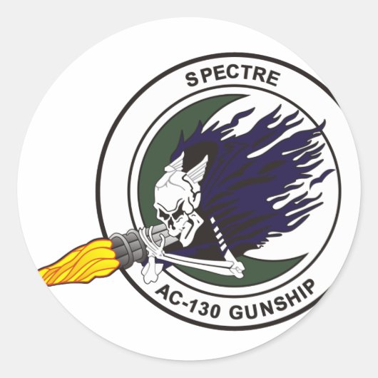 AC-130 Spectre-kanonneerschip Ronde Sticker (Voorkant)