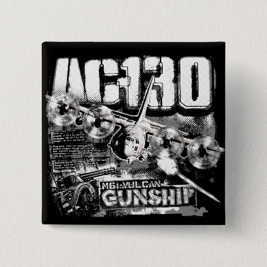 AC-130 VIERKANTE BUTTON 5,1 CM (Voorkant)