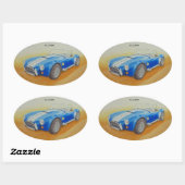 AC BLAUW KLASSIEKE SPORTWAGEN OVALE STICKER (Vel)