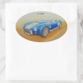 AC BLAUW KLASSIEKE SPORTWAGEN OVALE STICKER (Tas)