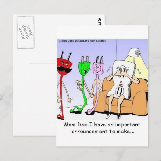 AC/DC bedrading Funny Relatie Gay/Lesbian Gifts Briefkaart (Voorkant / Achterkant)