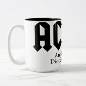 AC/DC met cafeïne Tweekleurige Koffiemok (Links)
