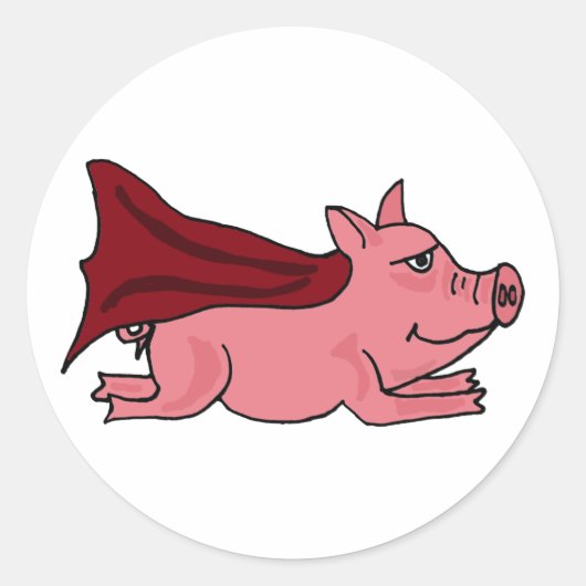 AC- Flying Super Pig Cartoon Ronde Sticker (Voorkant)