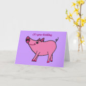 AC- Happy Birthday Pig Wenskaart Kaart (Gele Bloem)