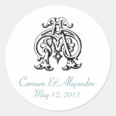 AC  Monogram Bruiloft Sticker (Voorkant)