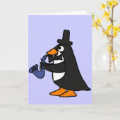 AC- pinguïn in een Smoking die de Kaart van de (Gele Bloem)