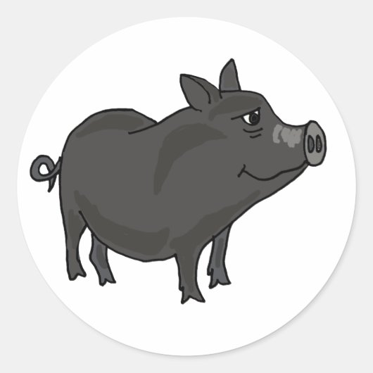 AC- Pot Bellied Pig Cartoon Ronde Sticker (Voorkant)