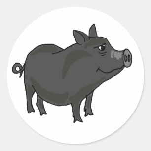 AC- Pot Bellied Pig Cartoon Ronde Sticker