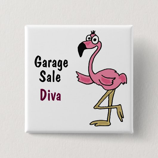 AC-roze Flamingo Garage Sale Diva Button (Voorkant)