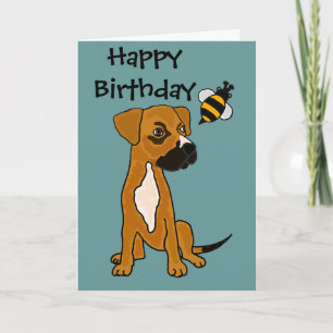 AC- Schattigee Boxer Puppy en Bee Cartoon Kaart