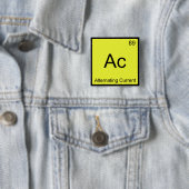 Ac - Wisselstroom Scheikunde Elementsymbool Vierkante Button 5,1 Cm (In situ)