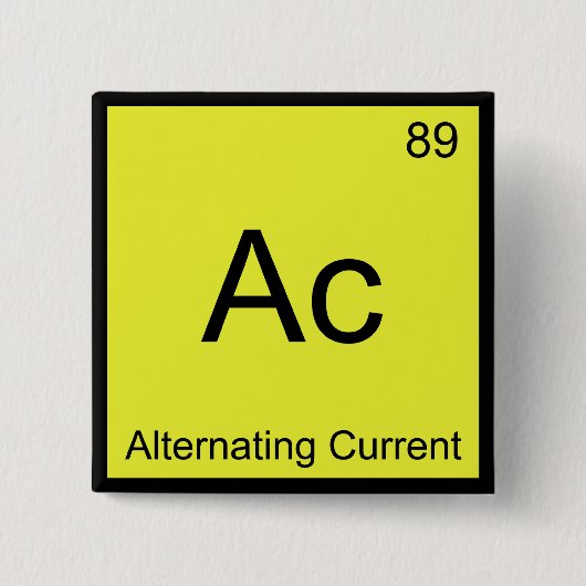 Ac - Wisselstroom Scheikunde Elementsymbool Vierkante Button 5,1 Cm (Voorkant)