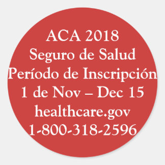 ACA Período de Inscripción - Resistencia Roja Ronde Sticker