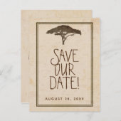 Acacia Boom Afrikaanse Safari Oude Save The Date Aankondigingskaart (Voorkant / Achterkant)