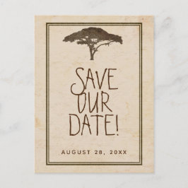 Acacia Boom Afrikaanse Safari Oude Save The Date Aankondigingskaart