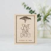 Acacia Boom Afrikaanse Safari Oude Save The Date Aankondigingskaart (Staand voorkant)