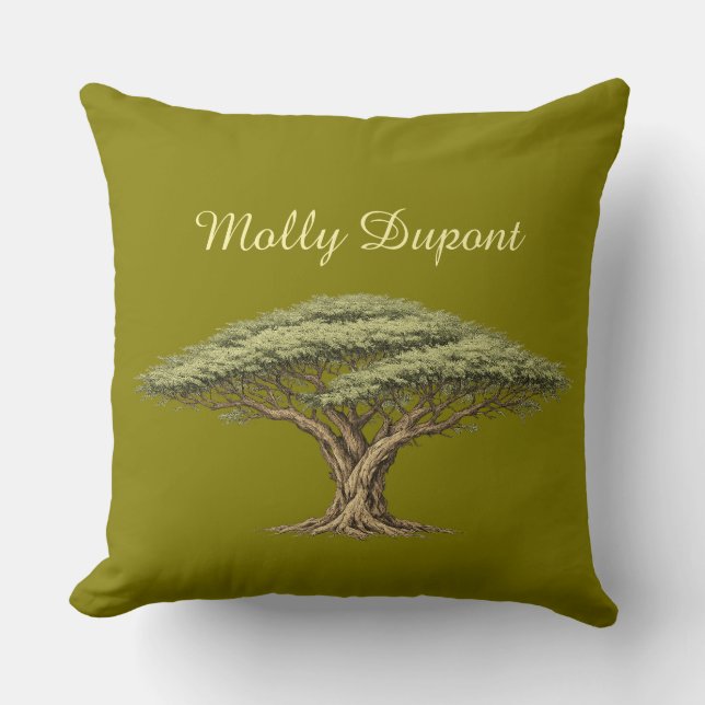 Acacia Boom Kussensloop met Aangepaste Naam Kussen (Voorkant)
